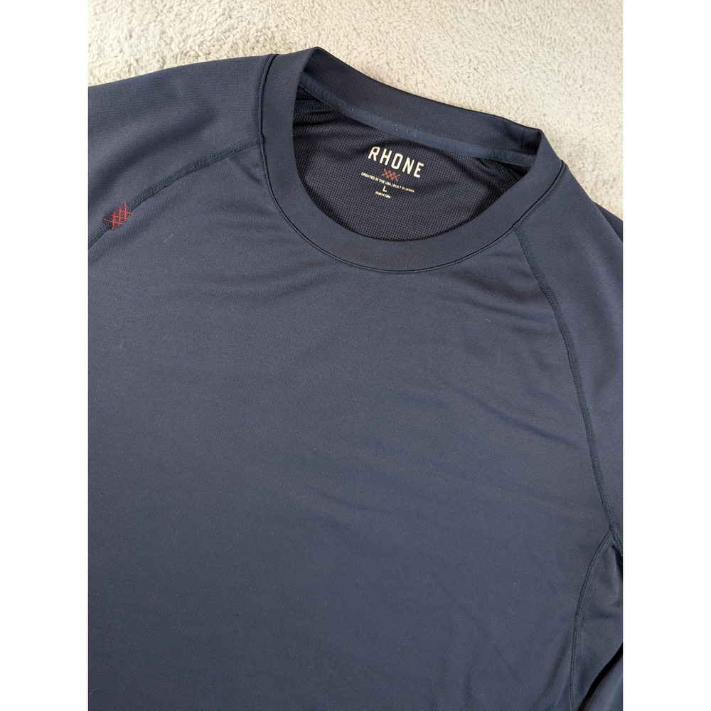 Rhone Reign Mens Long Sleeve Training Shirt Navy Blue Large 100001 Raglan Gym